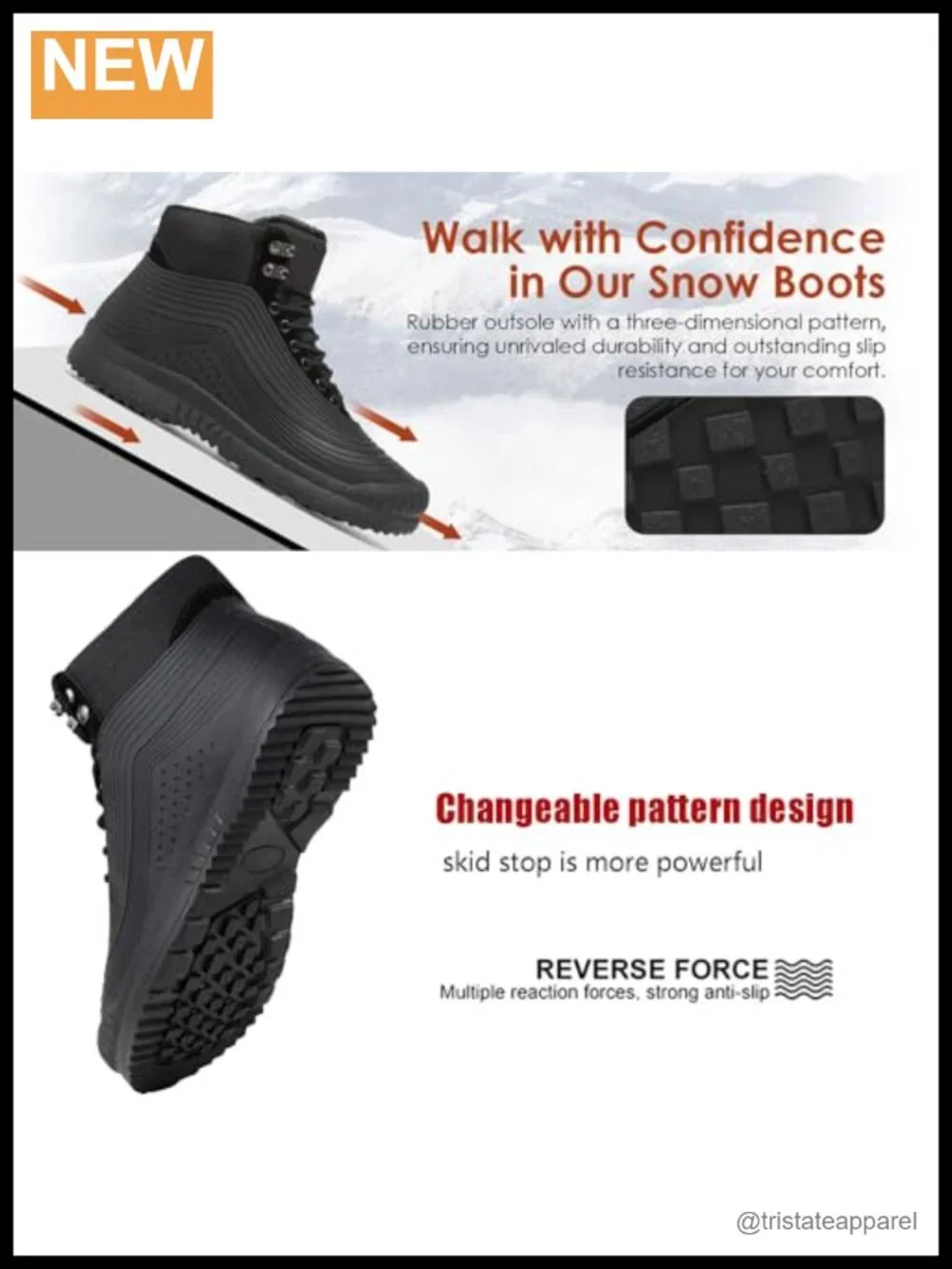 Insulated Waterproof Fur Lined Snow Boots Non Slip Lightweight Winter Shoes